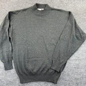 VTG Florence Trico‎ Mens Medium Mock Neck Sweater Dark Gray Acrylic Wool Blend